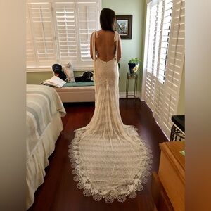 Lace open back wedding dress
